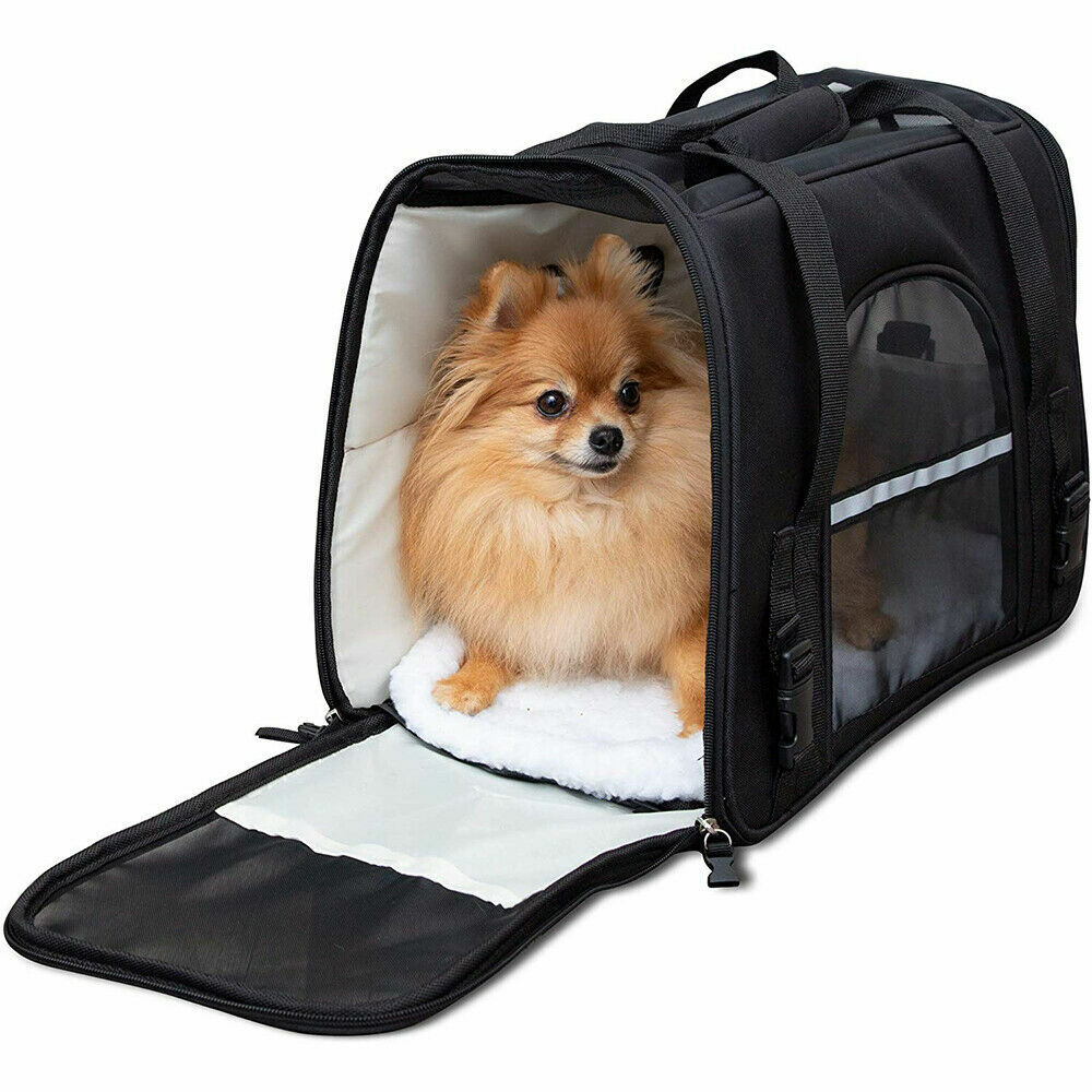 Pet Dog Cat Carrier Soft Sided Comfort Bag Travel Tote Case Airline Approved US