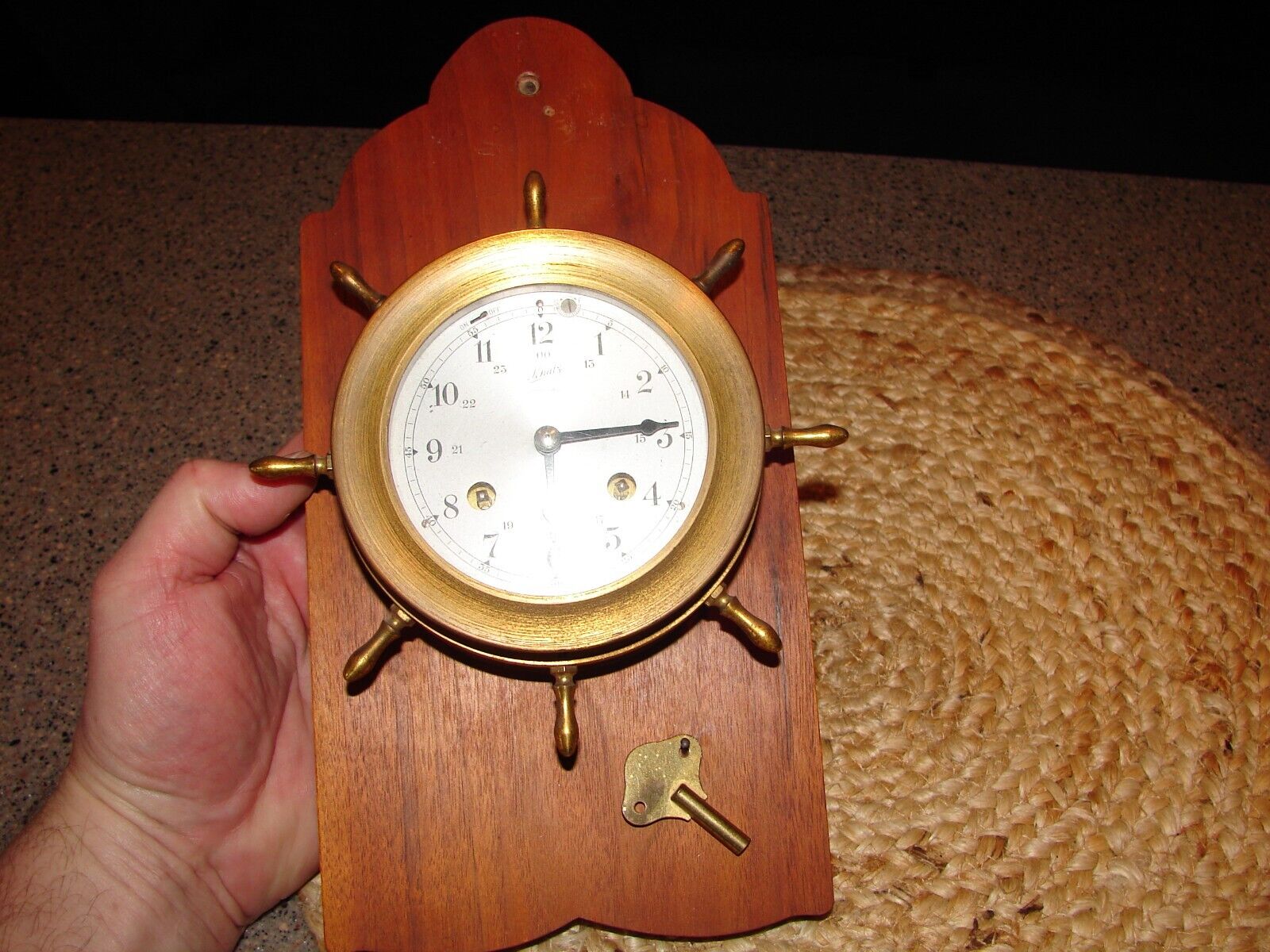 Vintage Schatz Ship Bell 8 Day Clock Working Condition With Key West Germany