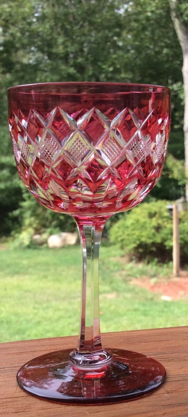 ABP Cut Glass Cranberry to Clear Wine