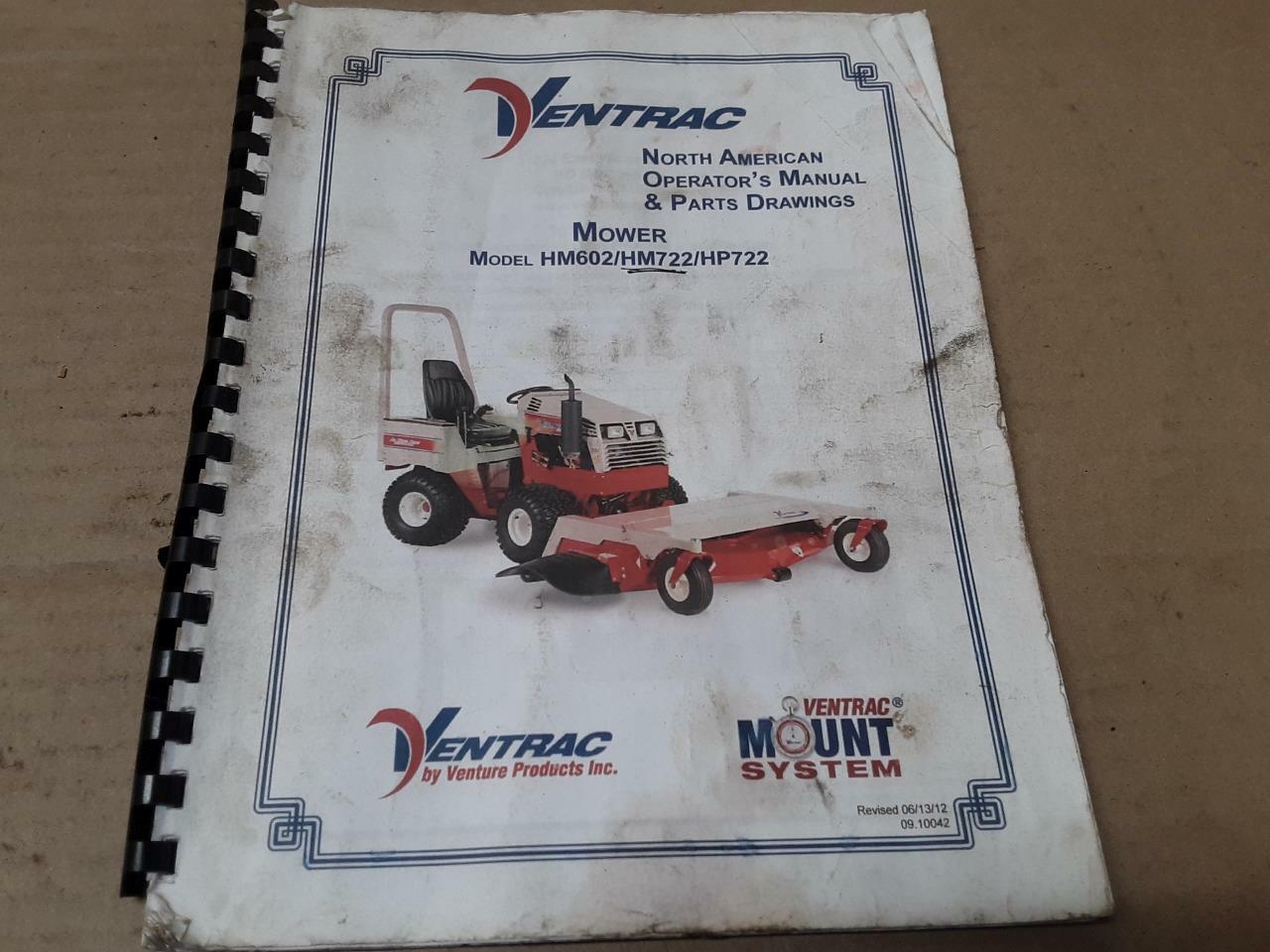 Ventrac Printed Operator's Manual Mower Model HM602 HM722 HP722 ***No Parts***