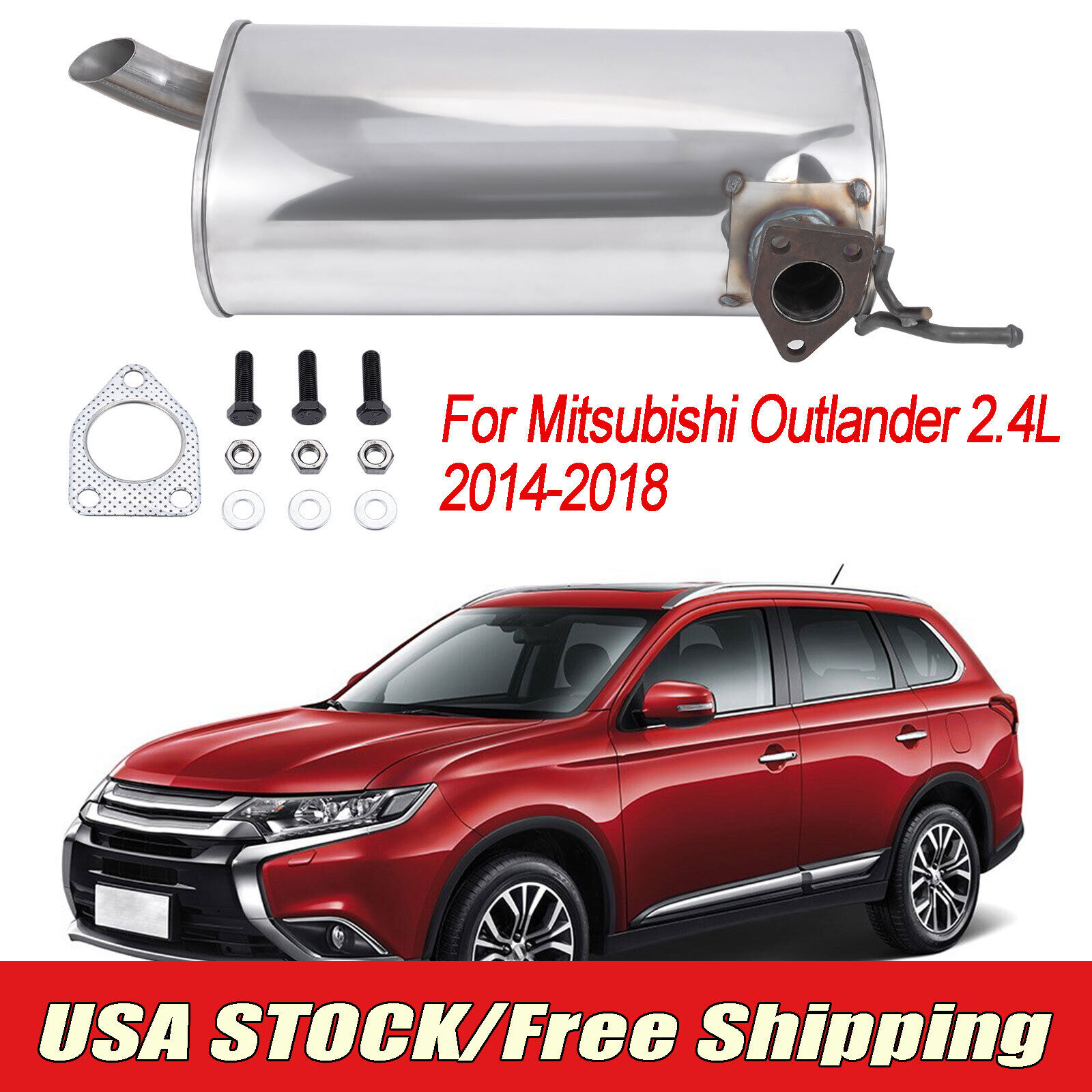 Muffler For Mitsubishi Outlander 2.4L with Single Tail 2014 2015 2016 2017 2018