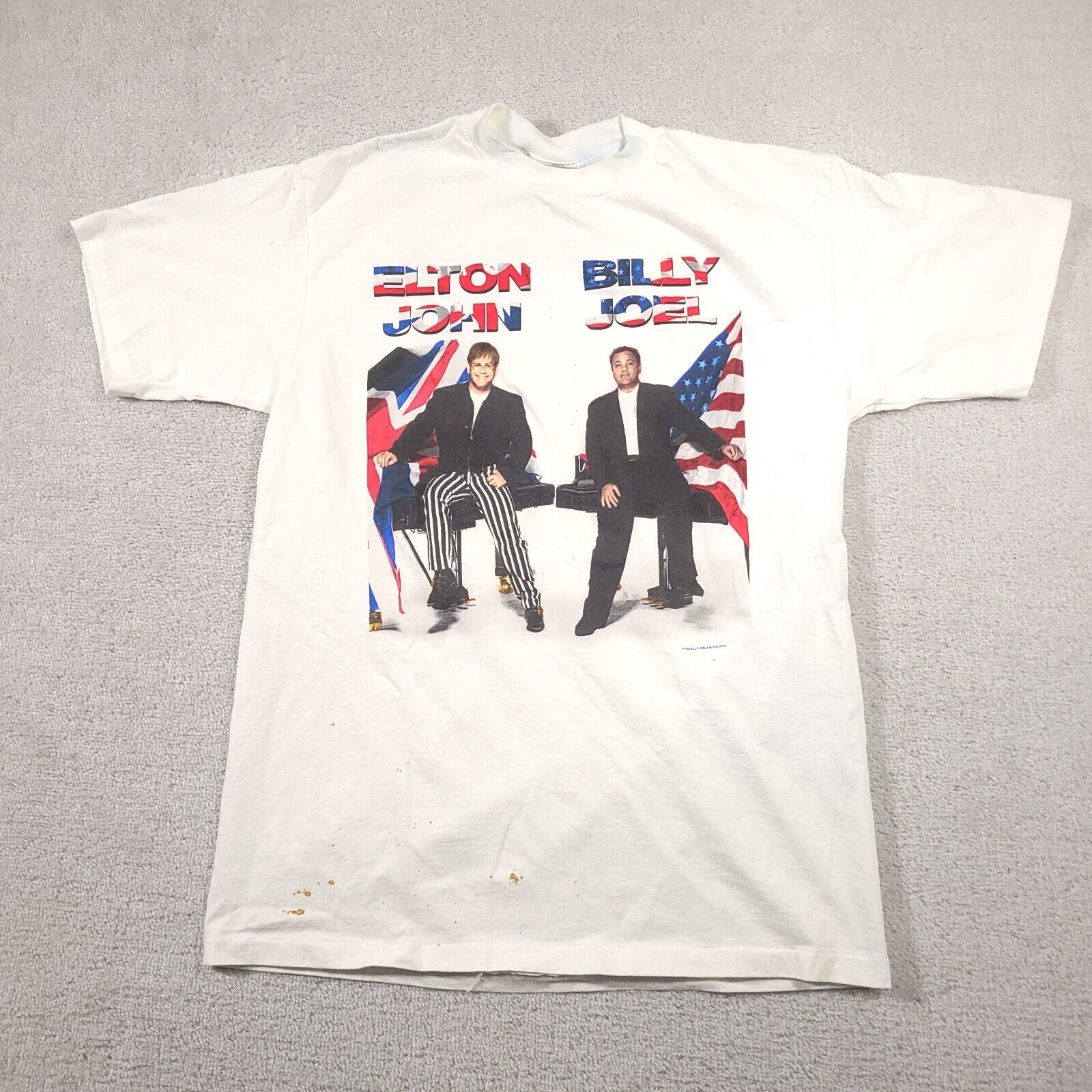 Vtg Billy Joel Elton John Shirt 90s Mens XL White All Sport 1994 Tour Grunge 