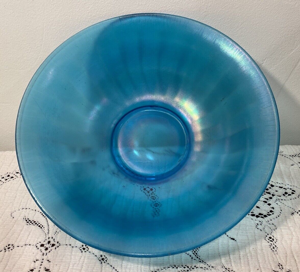 FENTON Iridescent CELESTE Blue Stretch Art Glass Large Bowl Stunning
