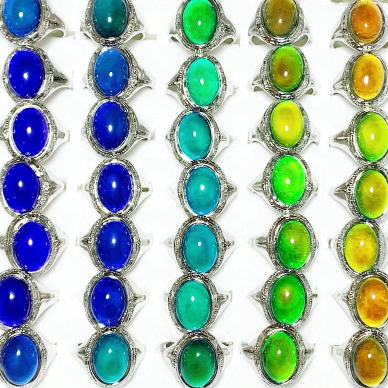 Wholesale 30pcs Oval Vintage Mood Rings Bulk Women Change Color Finger Jewelry