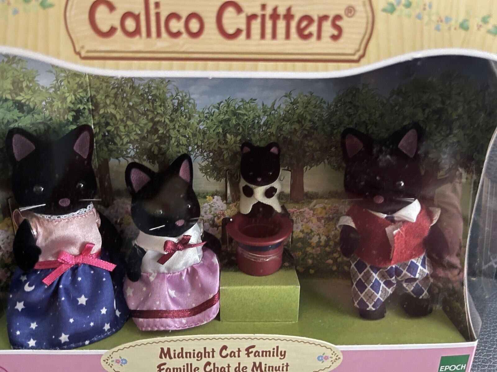 Calico Critters Sylvanian families MIDNIGHT CAT  Family NRFB retired