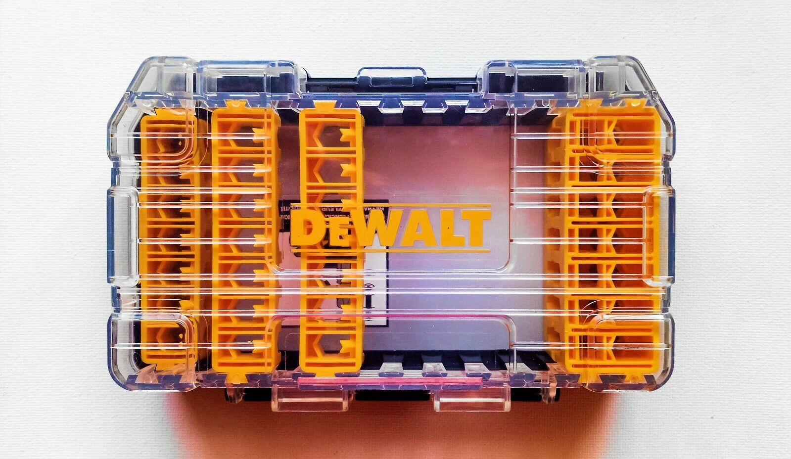 Dewalt Heavy Duty Clear Top/Black bottom Storage Case w/holders for 38 bits