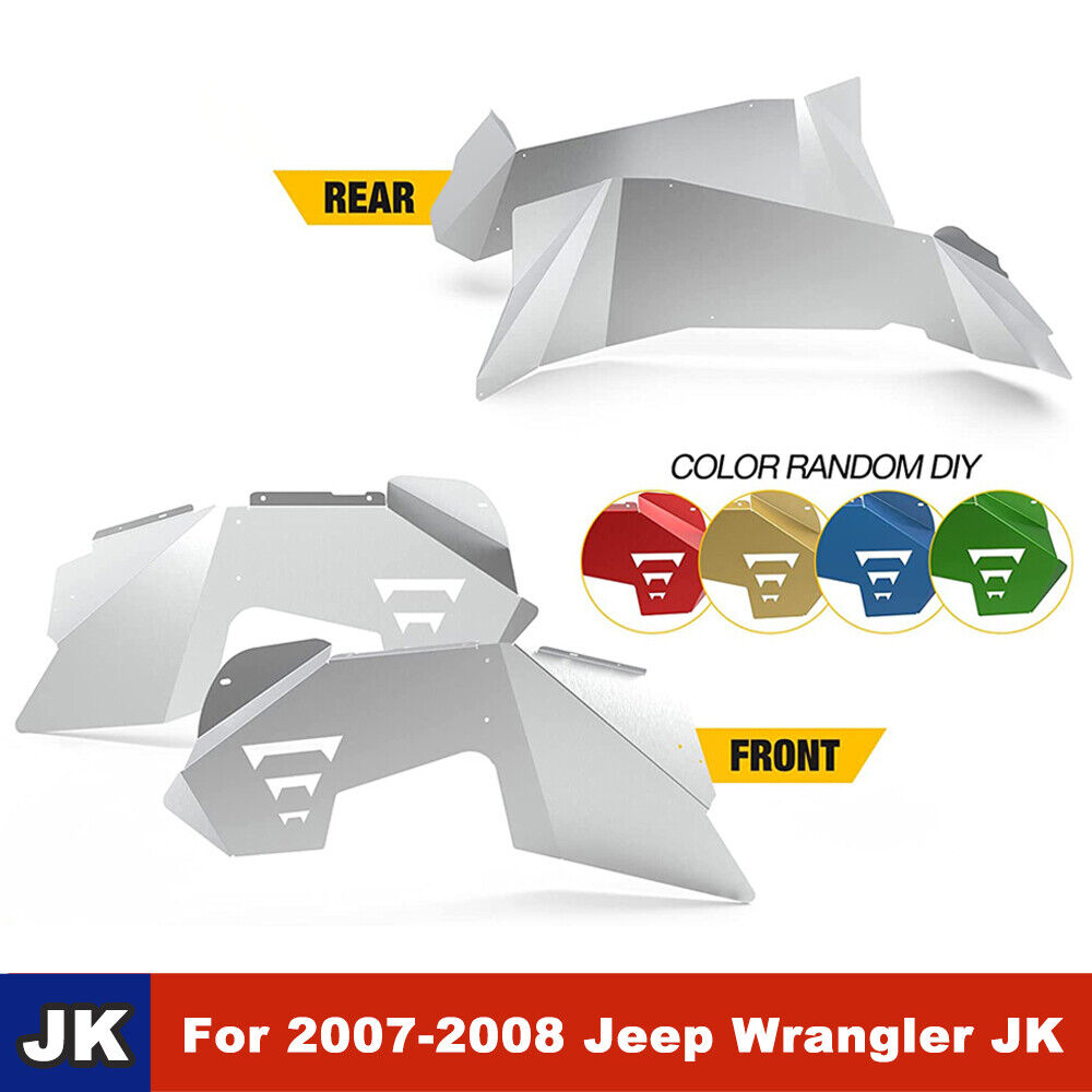 4PCS Front & Rear Inner Fenders Liners for 2007-2018 Jeep Wrangler JK Aluminum