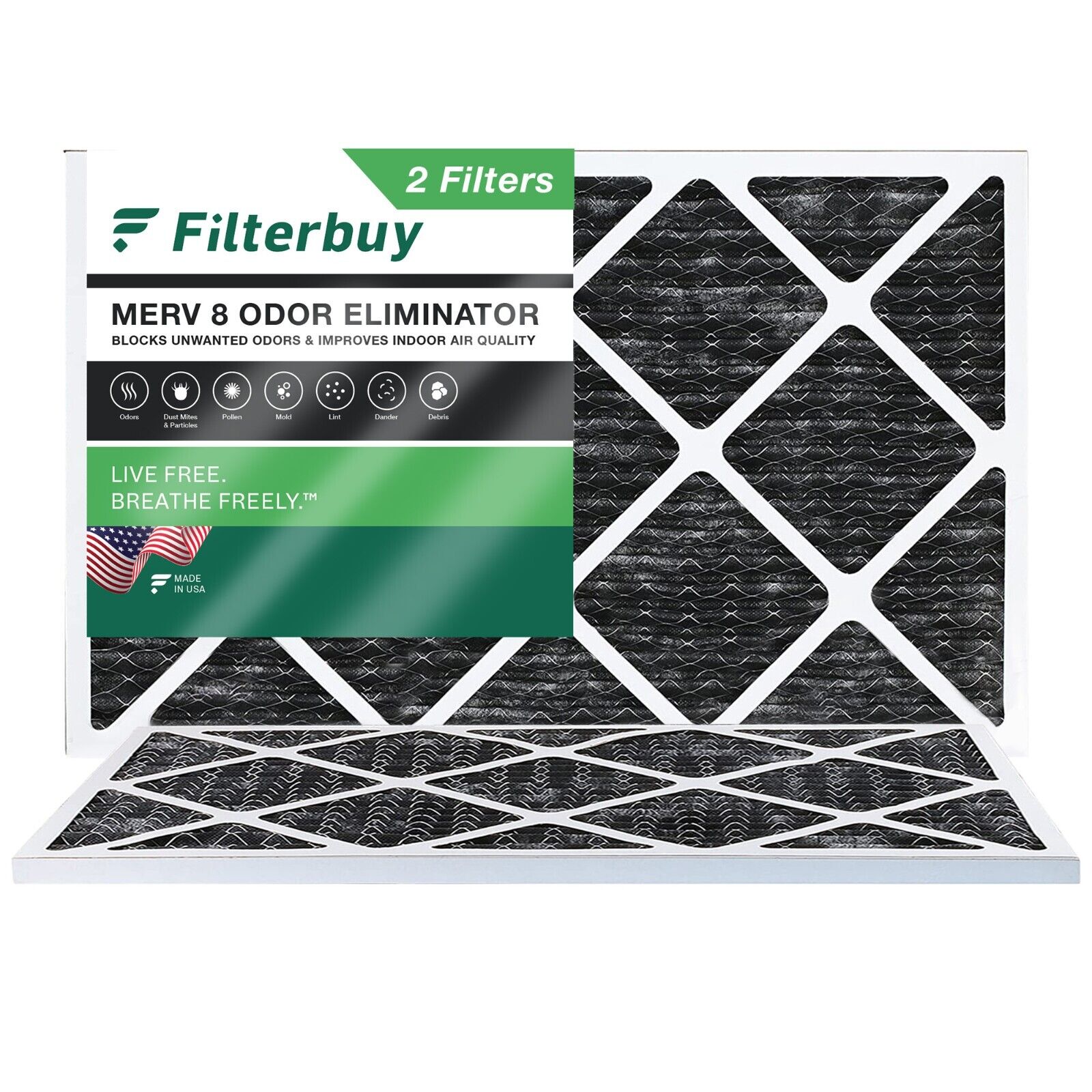 Filterbuy Allergen Odor Eliminator 12x24x1 MERV 8 Pleated AC Furnace Air Filter