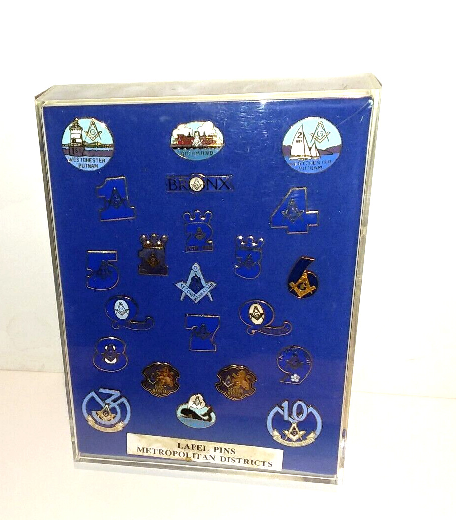 Vintage Masonic LAPEL PINS SET Metropolitan Districts NEW YORK