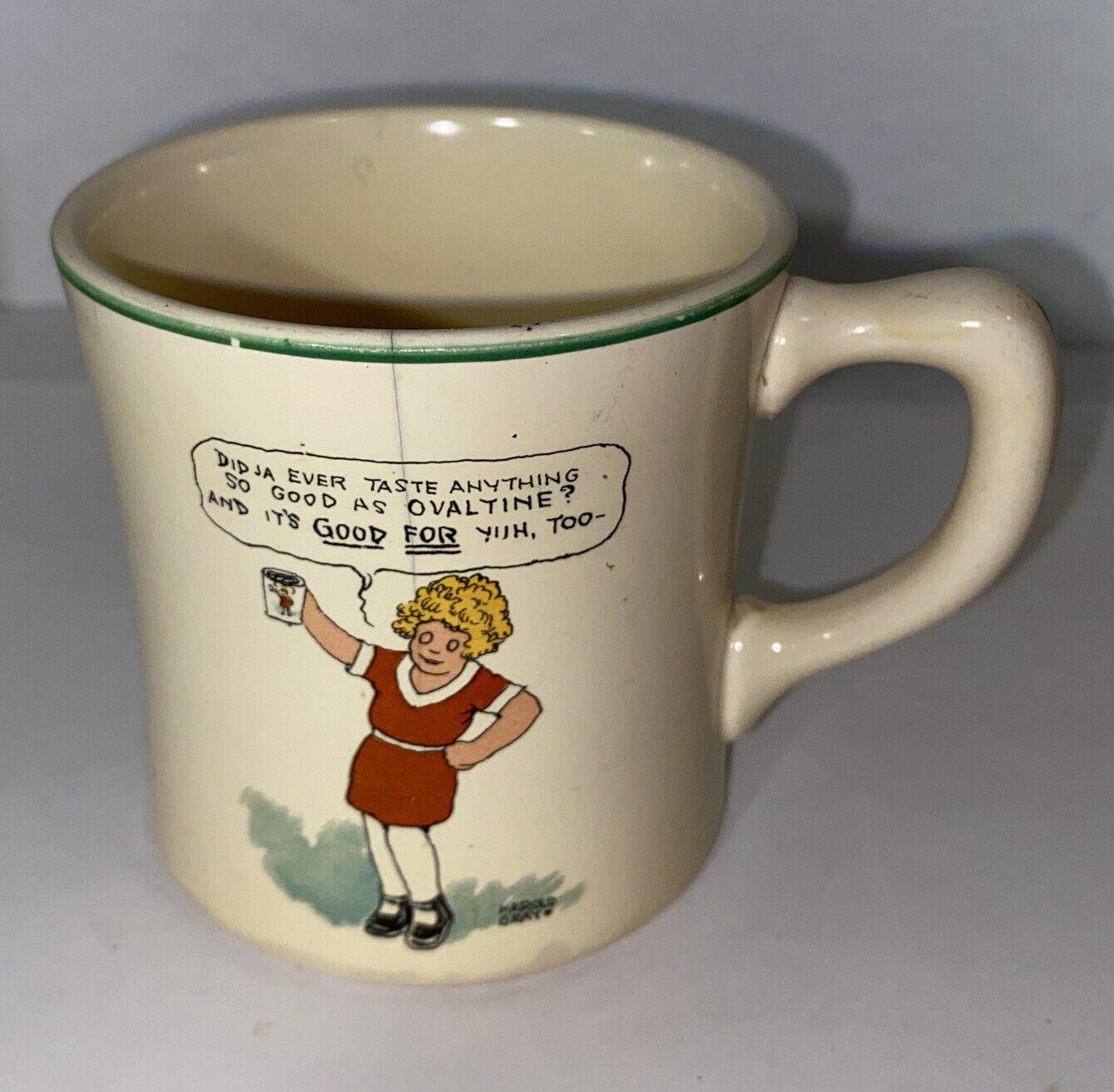 Vintage 1930’s The Wander Co. Lil Orphan Annie Ovaltine Mug