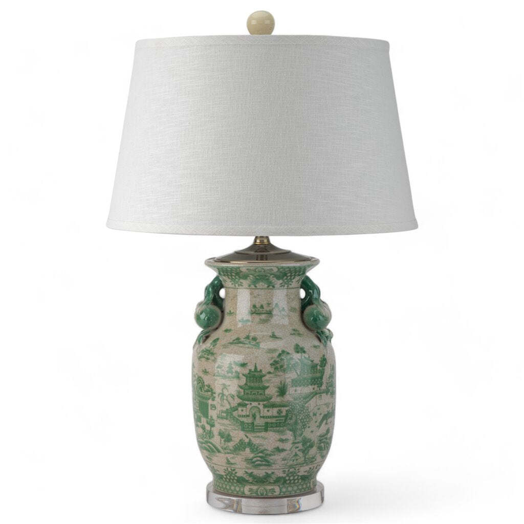 Delamere Design Mesa Green and White Porcelain Table Lamp