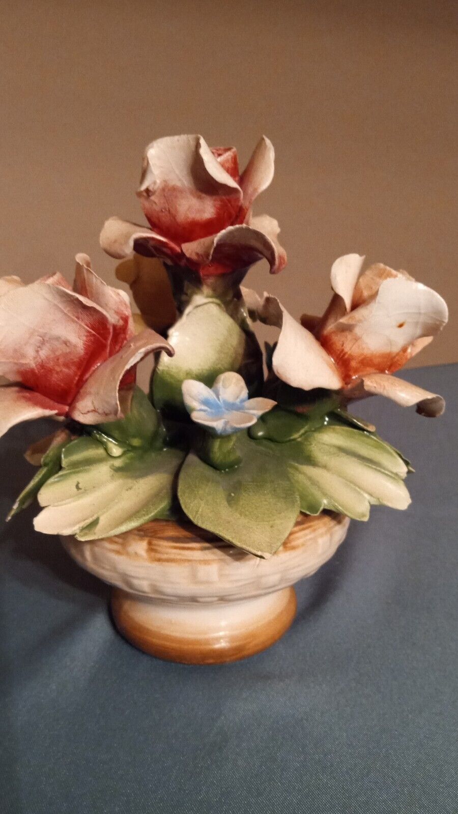 Vintage Italian Capodimonte Porcelain Bowl Of Flowers 