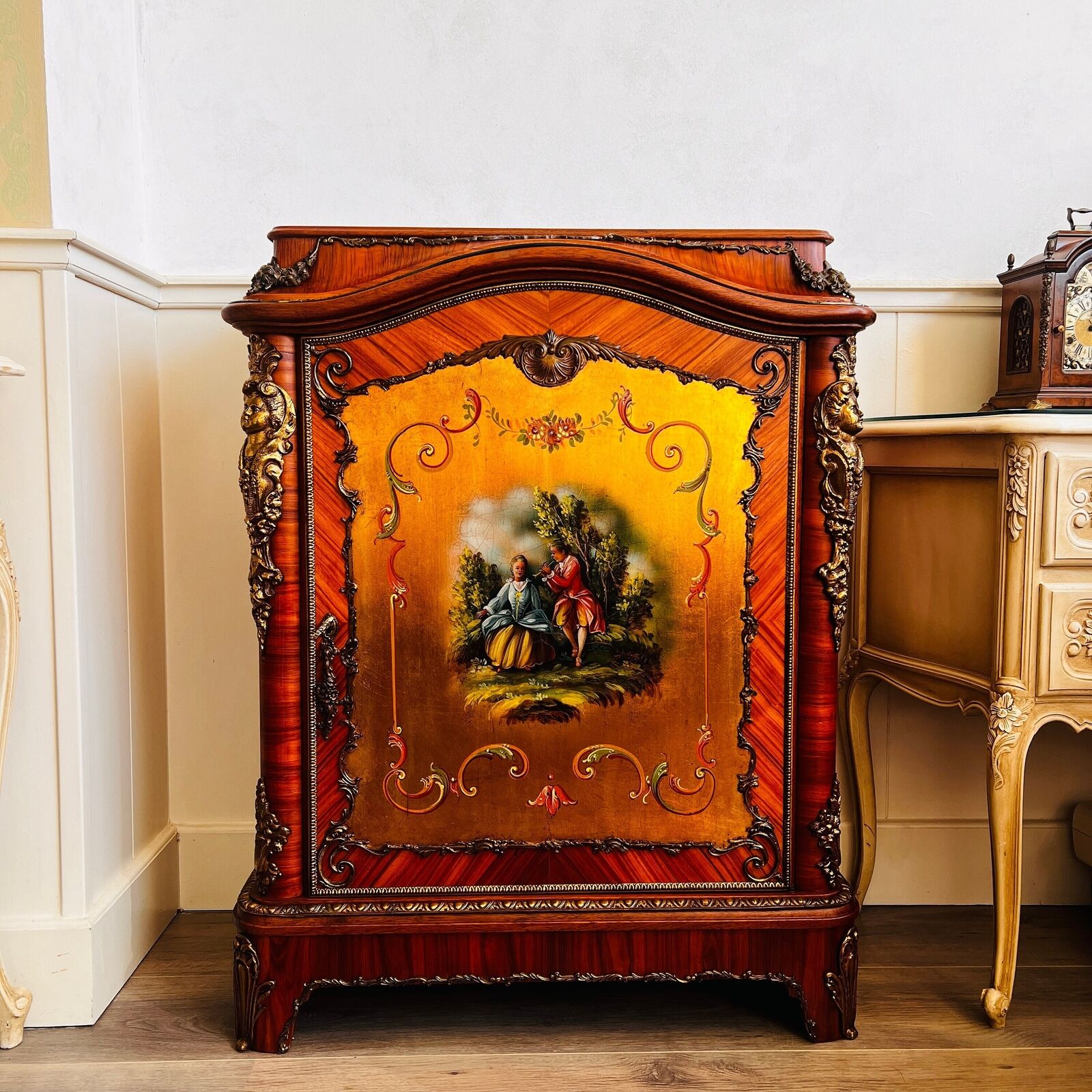 Exquisite Vintage Hand-painted Cabinet French Louis XV-style 