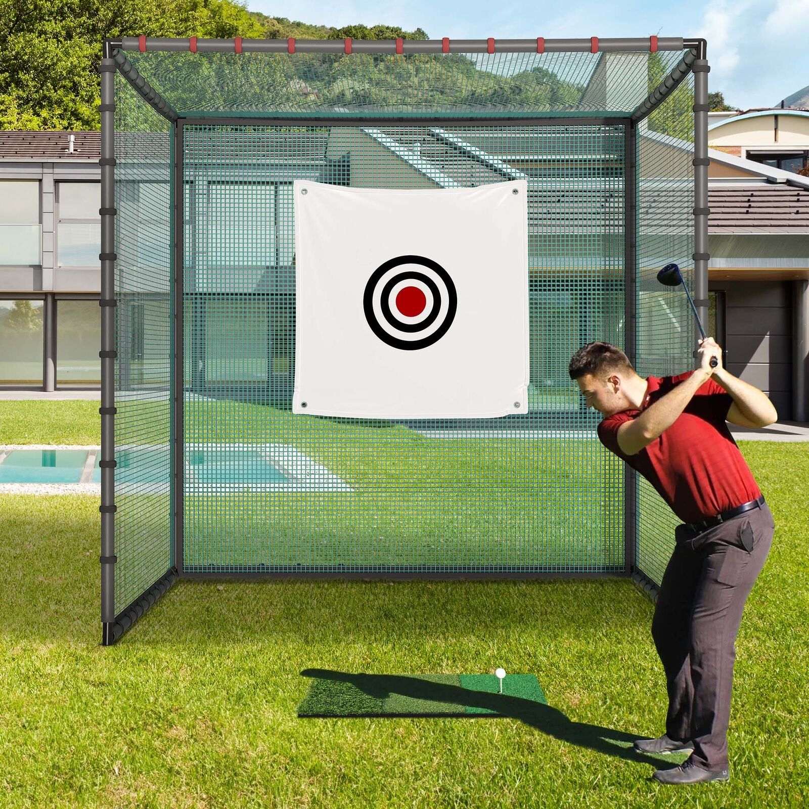 10X10X10Ft Golf Driving Cage Training Aids Swing Chipping Practice Hitting Kit