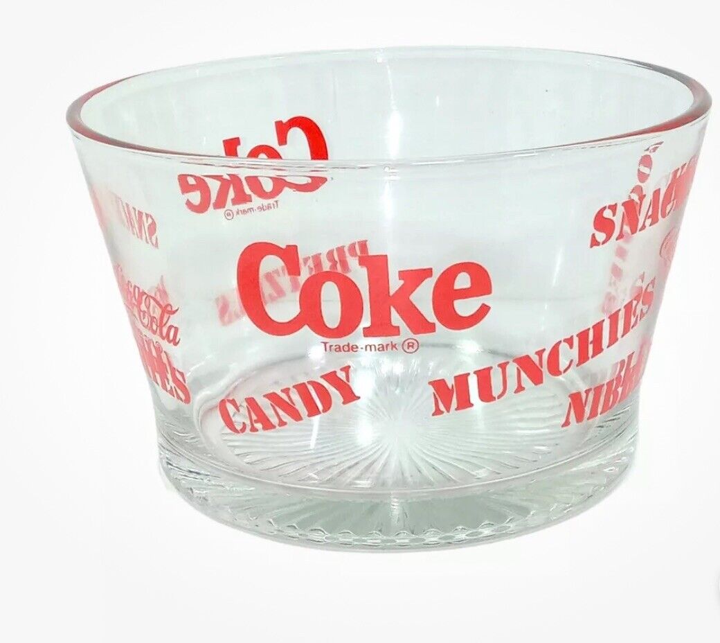 Vintage Coca Cola Coke Glass Snack Bowl Party Serving Bowl