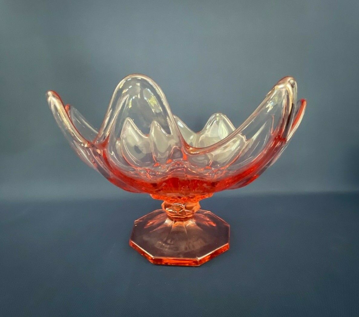 Fenton Art Glass Co. Rose (Pink) console bowl #1502 DIAMOND OPTIC 1927 - 1937