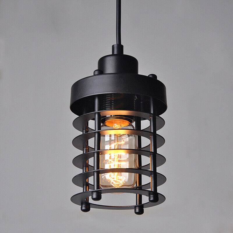 Fixtures Rustic Vintage Industrial Iron Cage Pendant Light Hanging Ceiling Lamp