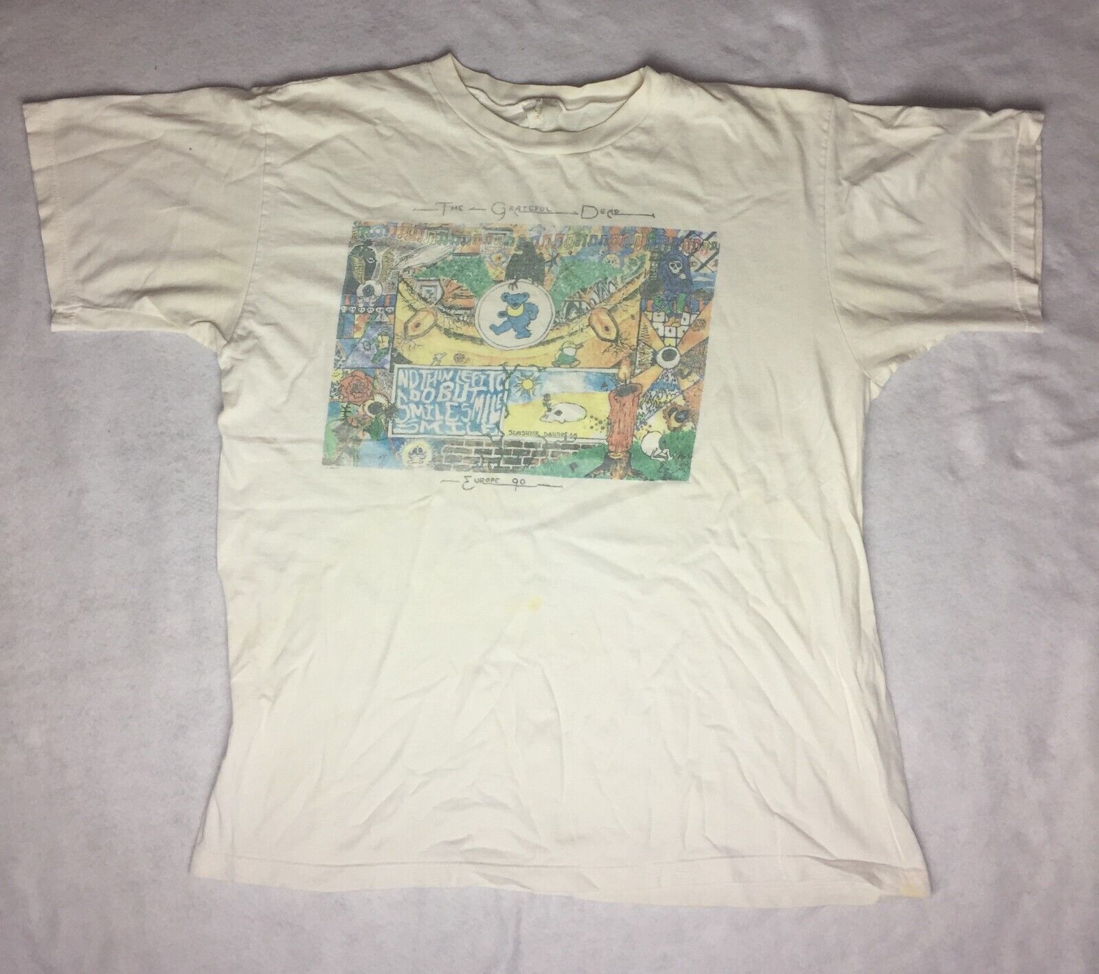 Vintage 1990 Grateful Dead Tour Shirt Extremely Rare Europe Tour - Size Medium
