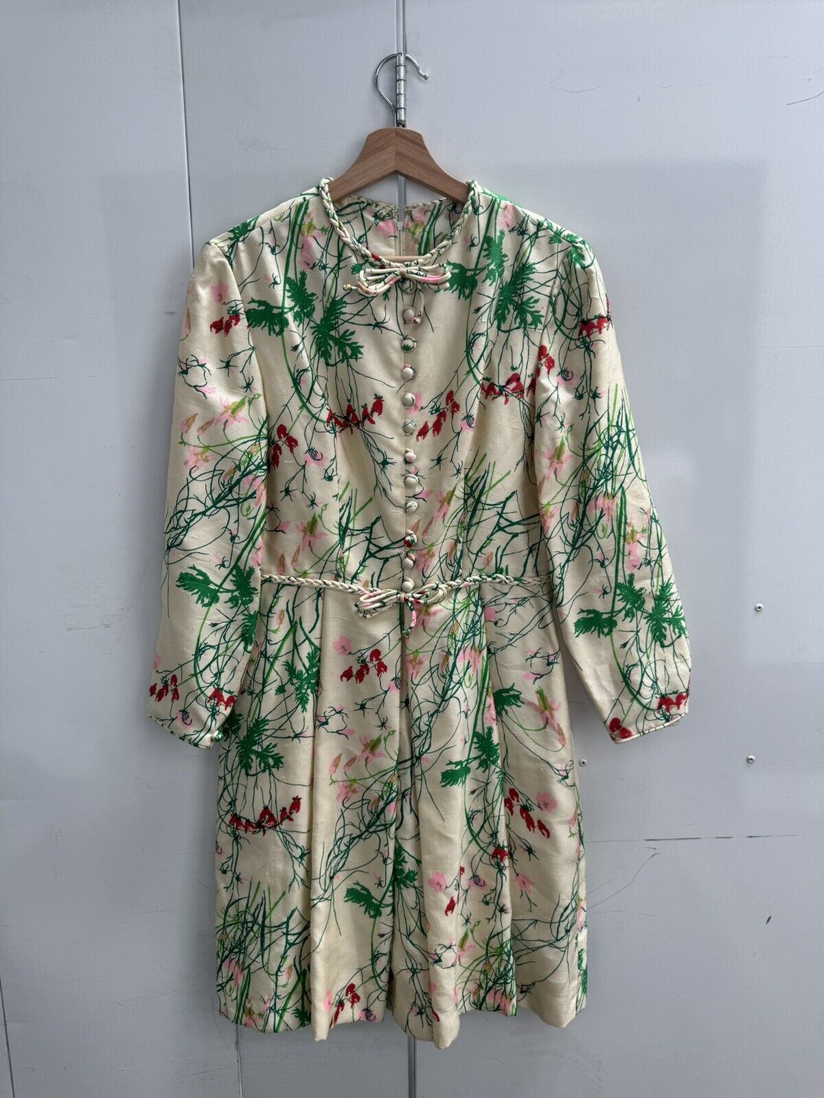 Vintage 60s 70s Gloria Sachs Floral A Line Dress Small