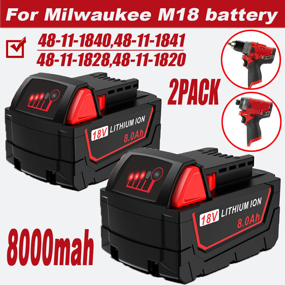 2PACK For Milwaukee For M18 Lithium 8.0AH Extended Capacity Battery 48-11-1860