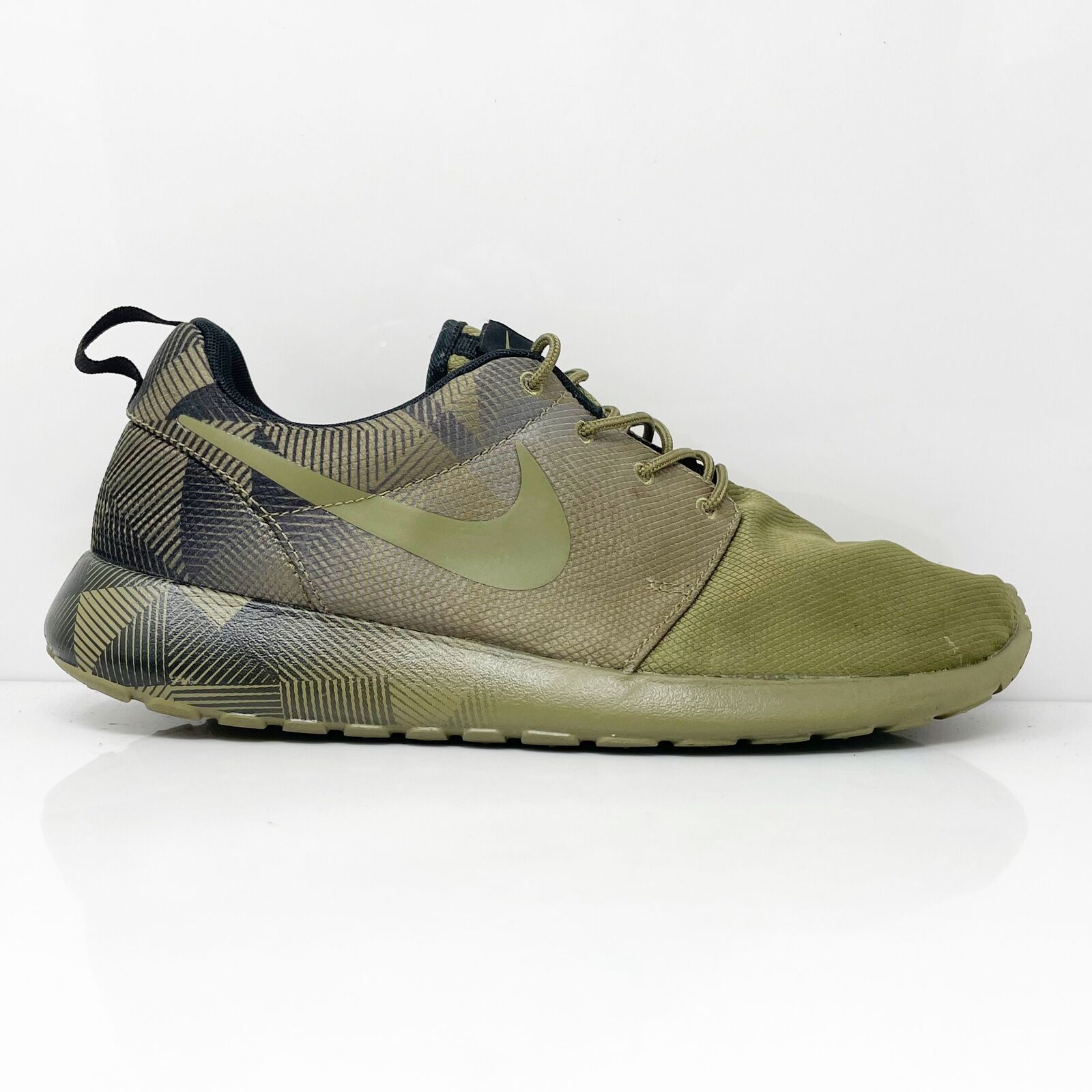 Nike Mens Roshe Run Print 655206-220 Green Running Shoes Sneakers Size 10.5