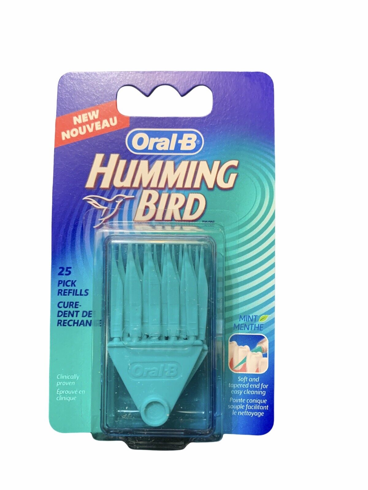 New Oral-B Hummingbird Picks 25 Count Mint Refill Pack Teeth Soft Heads Humming