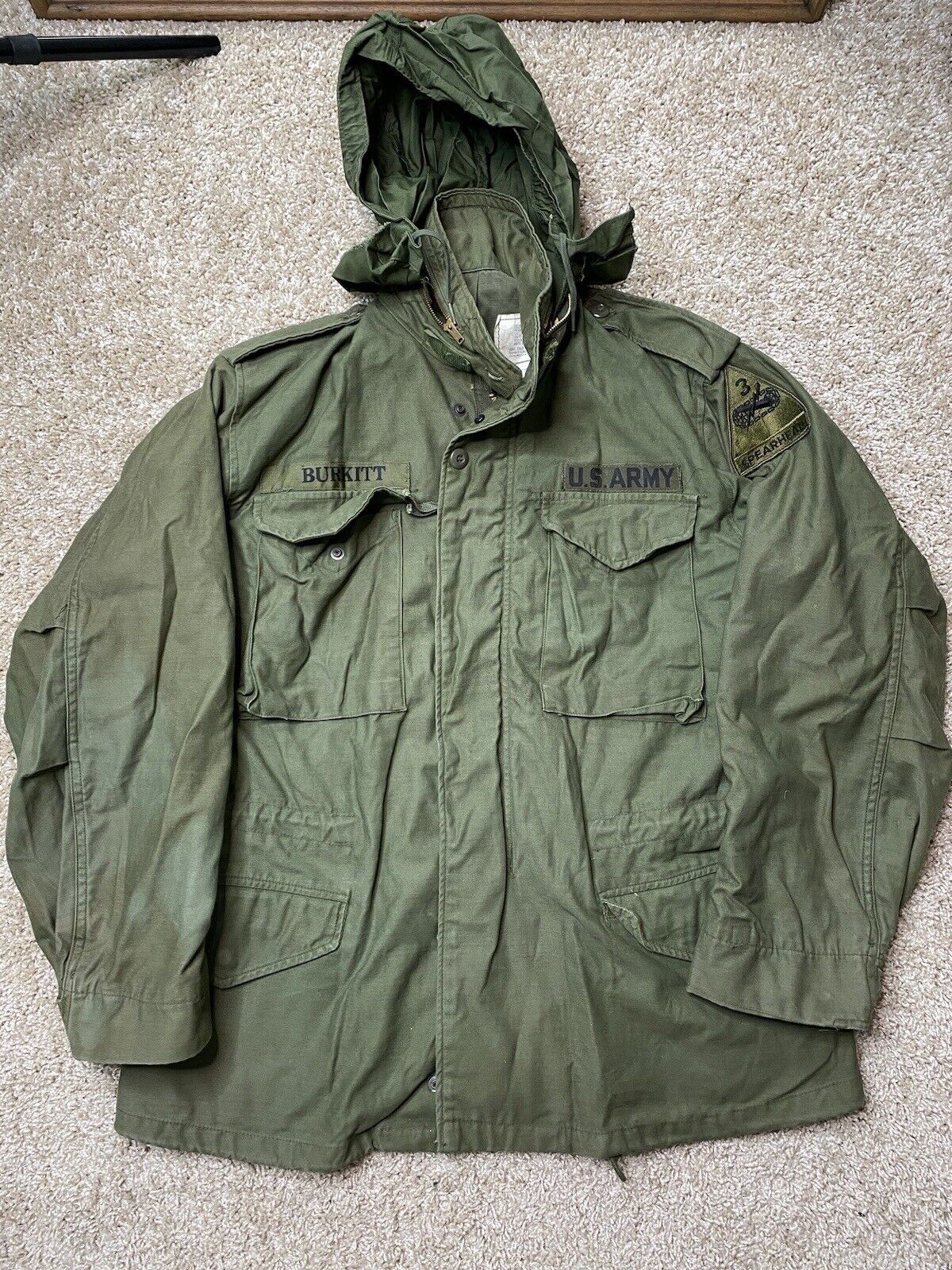 VTG Alpha Industries Jacket Mens Medium Green Cold Weather Field Coat OG 107 80s