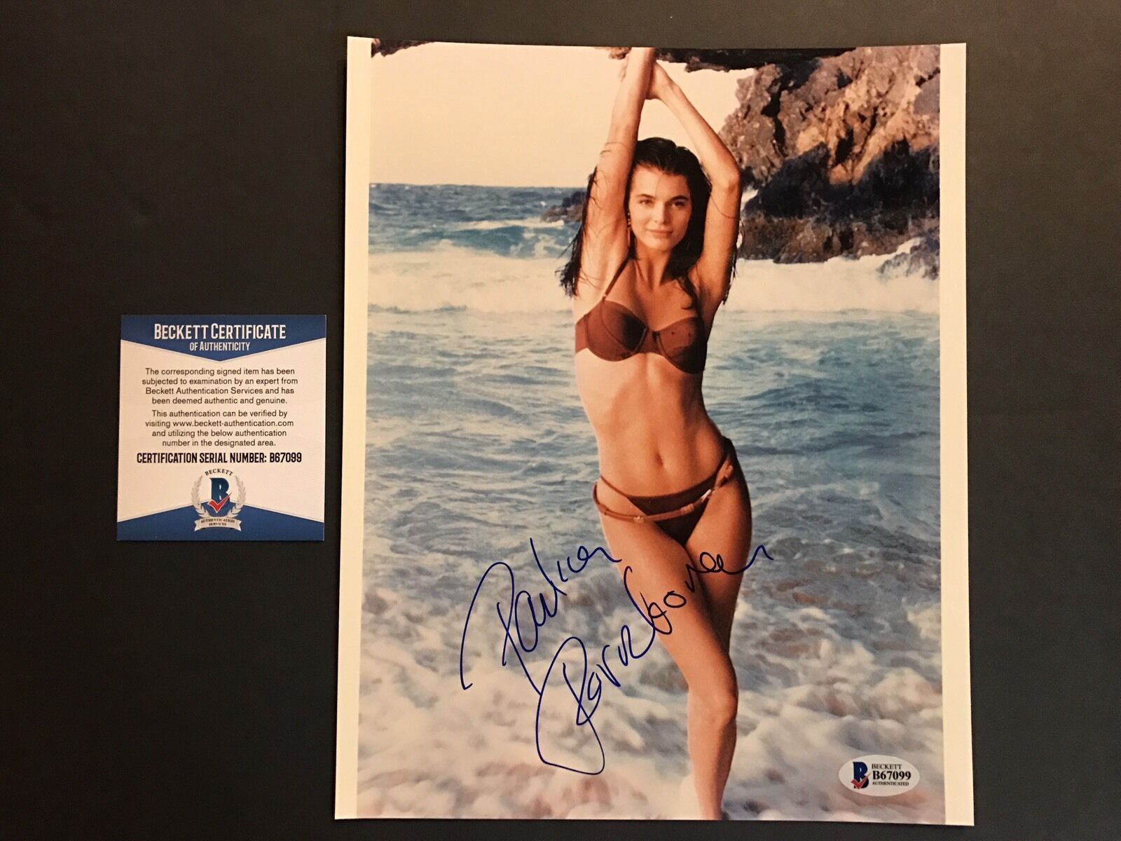 Paulina Porizkova Rare Signed bikini Autographed 8x10 Photo Beckett BAS Cert