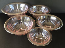 Vintage Pink Depression Glass Mixing Bowl Set Hazel Atlas Nesting Bowls Set Of 5 picture