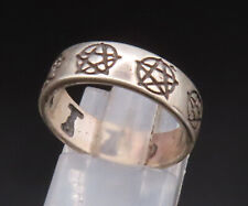 925 Sterling Silver - Vintage Masonic Pentagram Eternity Band Ring Sz 6- RG25039 picture