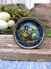 Small Early Antique Tin Doll Plate Mary had a Little Lamb 2-1/2