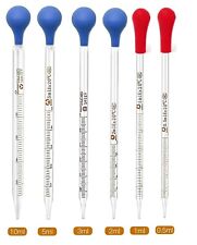 Set of 6 Glass Graduated Lab Pipette Droppers for Liquid & Oil 0.5/1/2/3/5/10ml picture