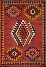 Semi-Antique Flat Weave Kilim Qqashqai Vegetable Dye Wool Reversible Rug 5x7 picture