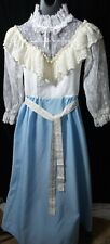 Vintage J.C Penny Cottage Core Prairie Ruffle Lace Dress Blue/ White Ruffle 3/4 picture