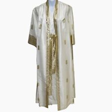 VTG 60s Hostess Dressing Gown Kaftan Satin Gold Lame Brocades Robinsons Size M picture