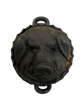 Vintage Cast Iron Pig Face Cheese Mold Hog Head Baking Pan Wall Hanging Heavy picture