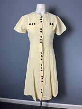 Vintage Early 40s/1940s Ivory Linen Dress Button Front/Trim FLAWED READ picture