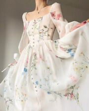 Chiffon Long Elegant Floral Midi Dress Sleeve Party Dress Woman Fairy Dress picture