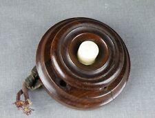 Antique Victorian Edwardian Electric Wood Turned Hardwood Bell Push 75mm Dia picture
