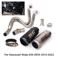 For Kawasaki Ninja 650 Z650 2012-2022 Full System Exhaust Tips Black Header Pipe picture
