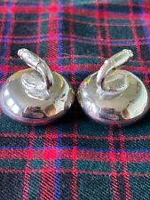 A Superb Pair of White Metal, handmade, miniature Curling Stones 1.5