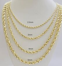 Real 14k Yellow Gold Rope chain necklace 2.5mm 3mm 4mm 5mm 18-26 Inch Men women picture