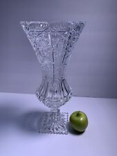 rare vintage American brilliant lace cut clear crystal ornate flower vase glass picture