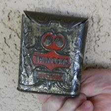 1920s ANTIQUE TWIN OAKS TOBACCO ROLL TOP SMALL EMBOSSED METAL POCKET TIN picture