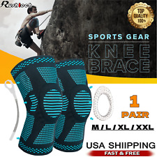 2x Knee Sleeves Copper Silver Compression Brace Support Sport Joint Injury Gel picture