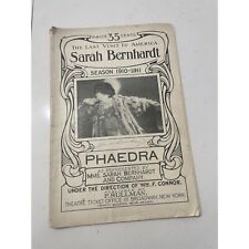 Sarah Bernhardt Signed Phaedra Theatre Program Broadway NYC 1910 Actress picture