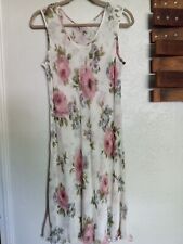 David Rose Ivory Sleeveless Floral Semi Sheer  Midi Dress Size: 14 picture