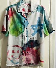 Vintage Pacsun Mens Artistic Multicolored Shirt Sleeve Button Up Shirt Medium picture