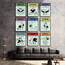 Set of 9 Monopoly Motivation Vision of Success Mindset Work  POSTER / CANVAS ed3 picture