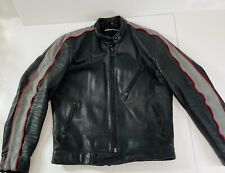 Vintage AMF Harley Davidson Leather Jacket Racer Moto Medium Arm Stripe Flex Men picture